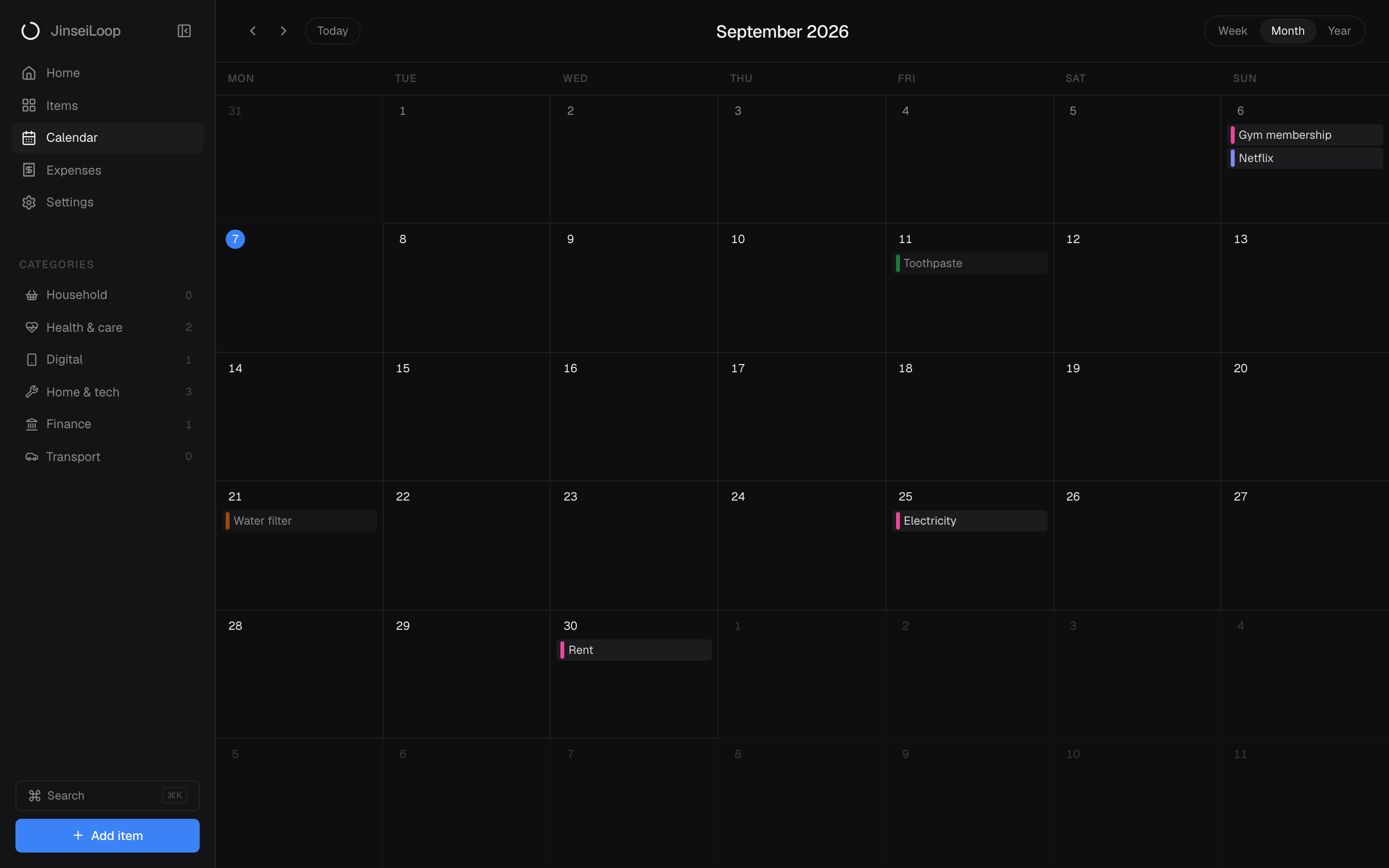 Relorum calendar view