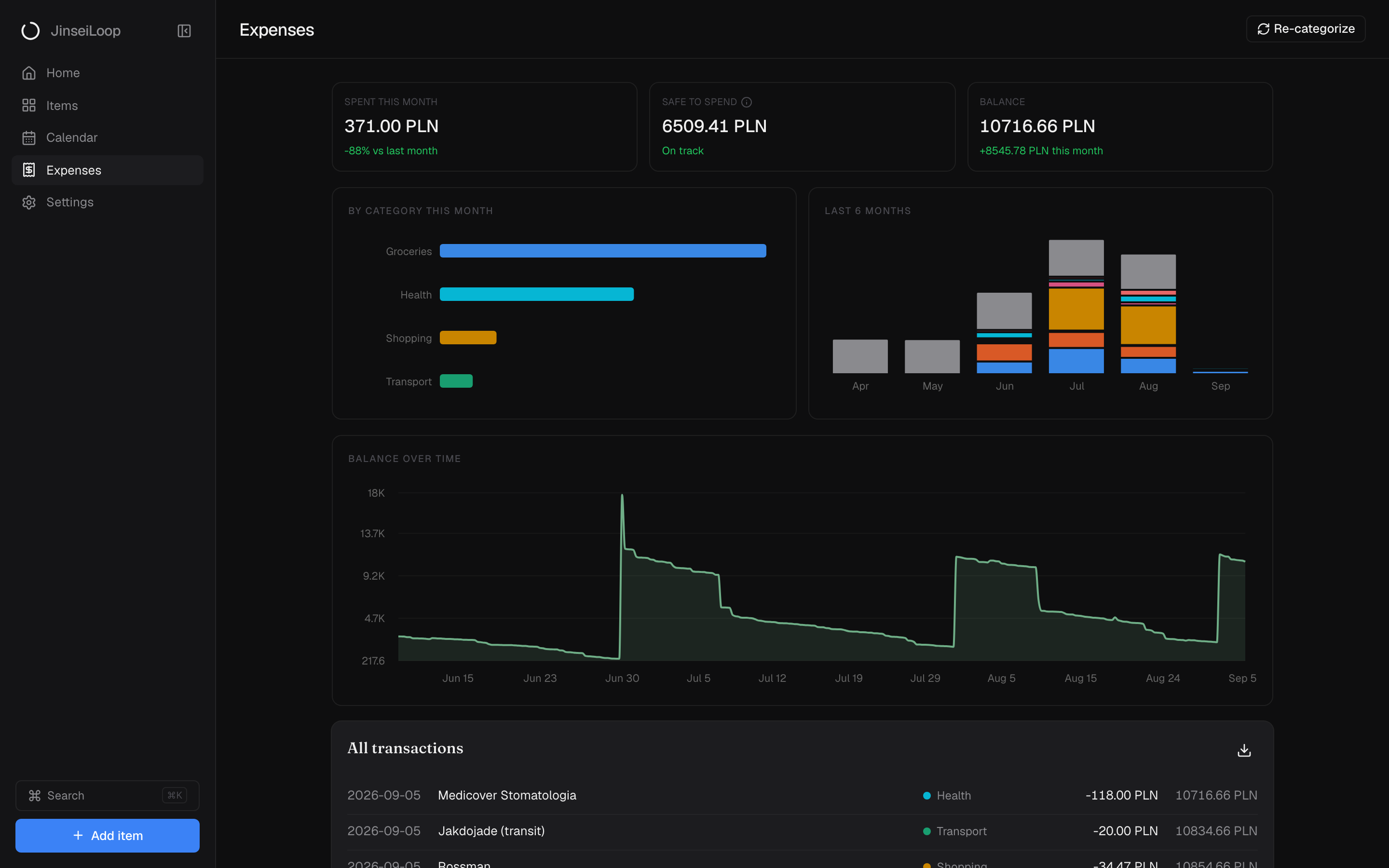 Relorum expenses view